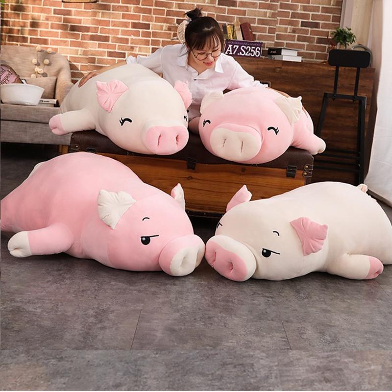 40-75Cm Squishy Heo Búp Bê Nhồi Bông Nằm Sang Trọng Hình Heo Con Đồ Chơi Thú Mềm Mại Plushie Tay Gối Trẻ Em bé An Ủi Tặng