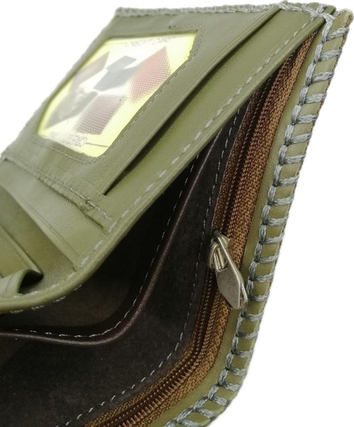 Bóp da bò đứng đan viền handmade FU015