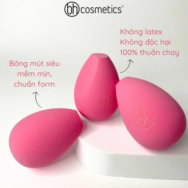Mút đánh kem nền chuyên nghiệp mềm mại BH COSMETICS foundation blending beauty sponge (hồng)