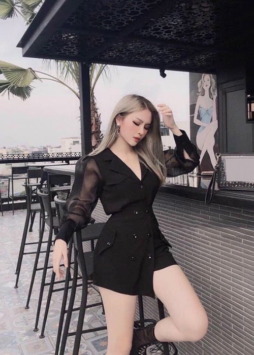 Jumpsuits Ngắn Cổ Tim Tay Phối Lưới Thun Umi Co Giảm Tốt Phối Voan Thời Trang