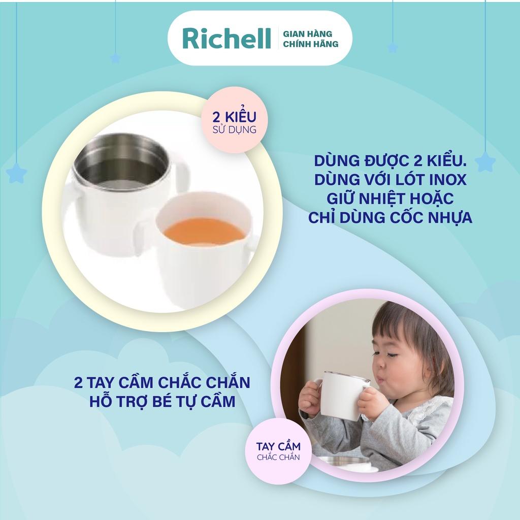 Cốc inox 2 lớp có tay cầm TLI Richell Nhật Bản | Baby