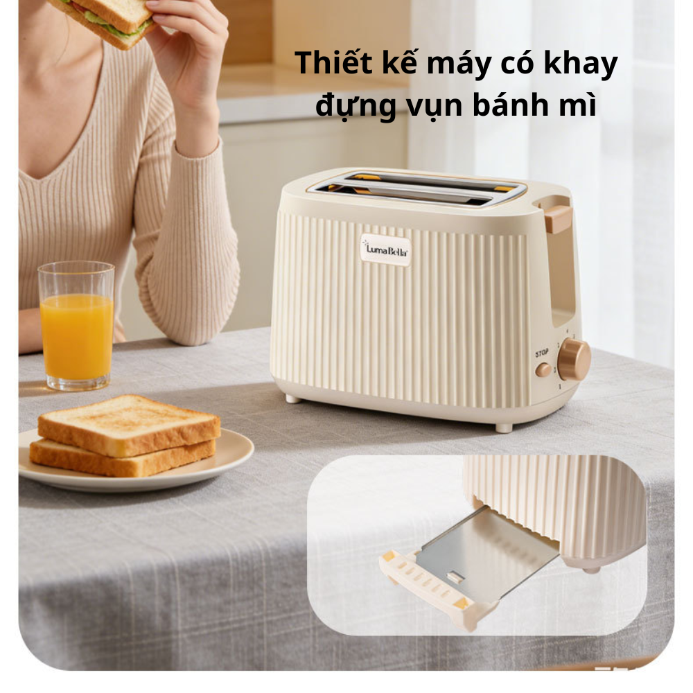 Máy nướng bánh mì tự nảy bánh công suất cao 750W Lumabella LB-58068, nướng bánh sandwich ăn sáng tiện dụng - DELIYA HÀNG CHÍNH HÃNG