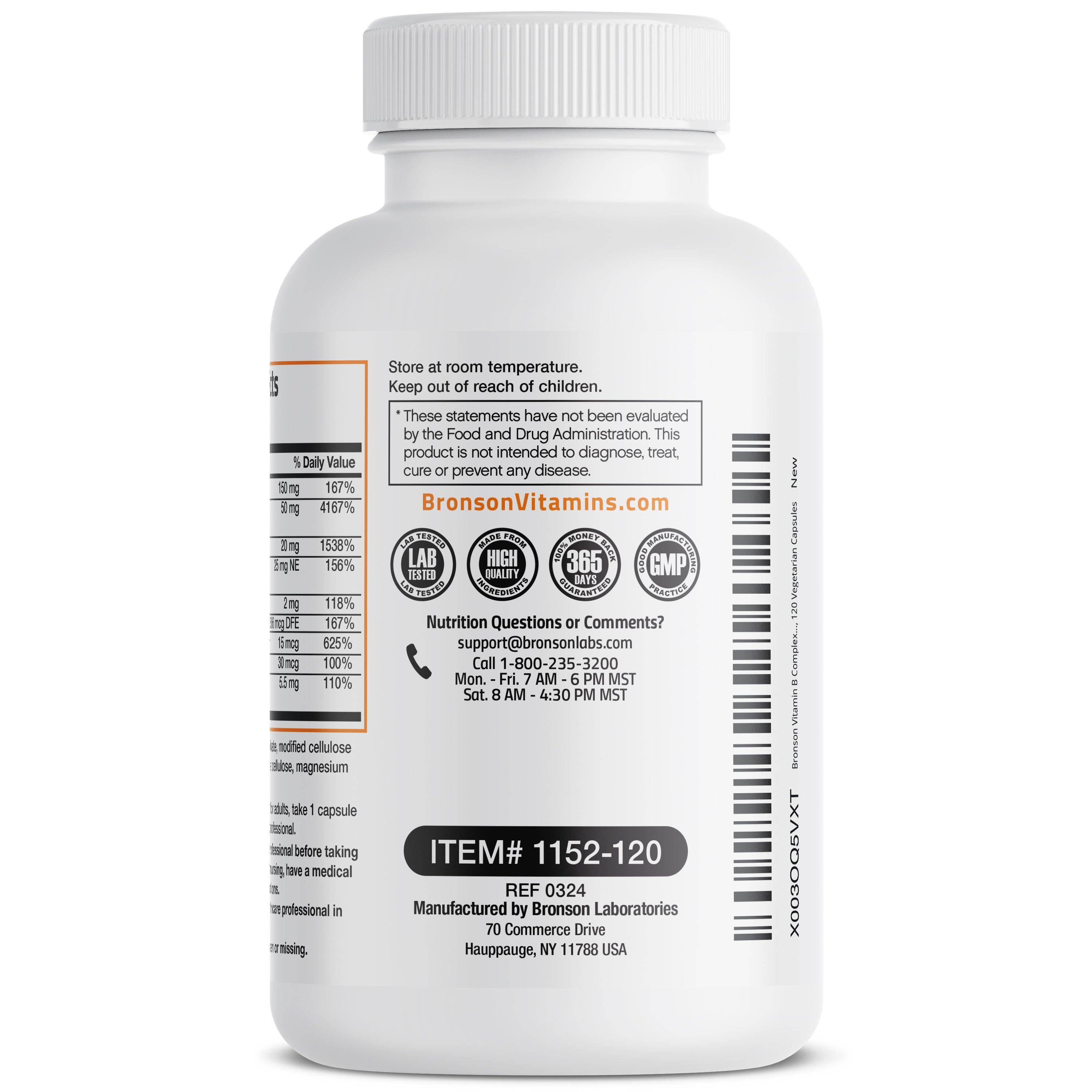 Bronson Vitamin B Complex With Vitamin C (120 Viên) - Bổ Sung Vitamin B Tổng Hợp Hỗ Trợ Sức Khỏe Tổng Thể Của Mỹ