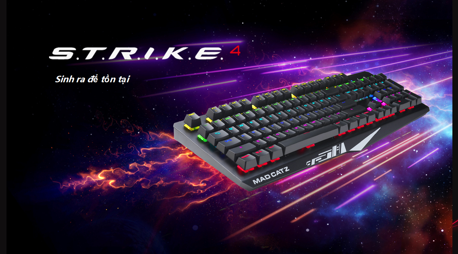 Bàn phím chơi game cơ học Mad catz  S.T.R.I.K.E. 4 ( Mad Catz The Authentic S.T.R.I.K.E. 4 Mechanical Gaming Keyboard) _hàng chính hãng