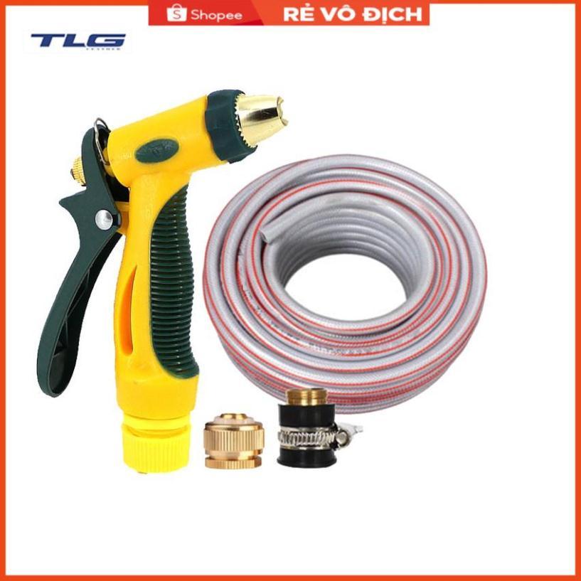 Bộ dây vòi xịt nước rửa xe, tưới cây tăng áp 3 lần,loại 20M (nối đồng nhựa đen) 206317