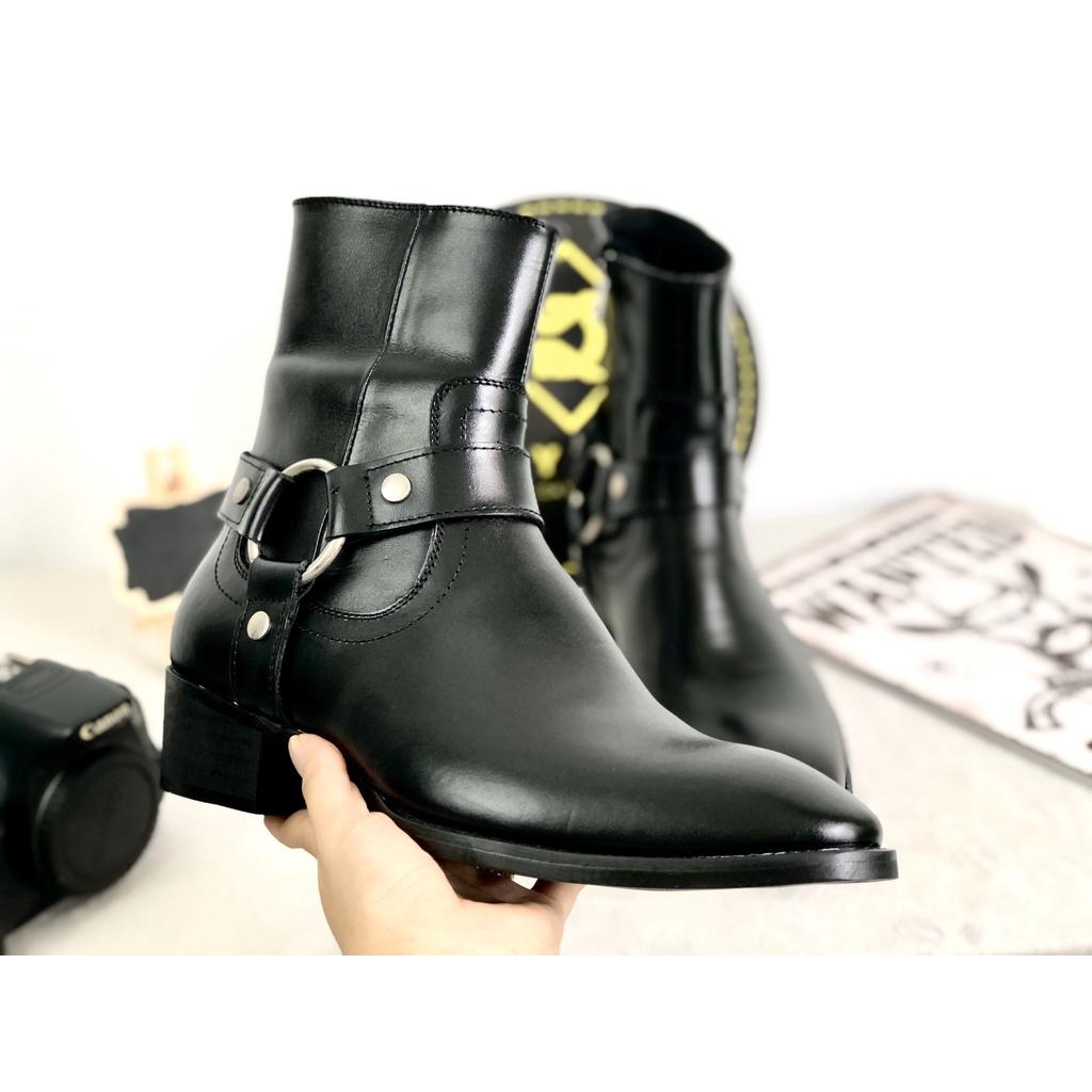 Harness Boot da bò đế phíp gỗ cao cấp tặng độn cao su, si đánh giày, tất, khăn ướt