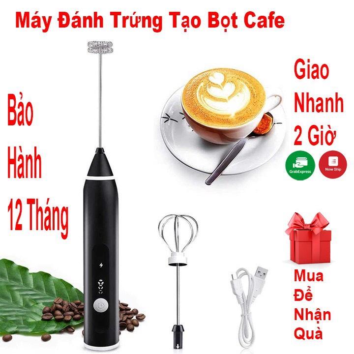 Máy Đánh Trứng Cao Cấp  USB tạo bọt cafe mini 2 trong 1 với 3 chế độ dùng pin sạc USB