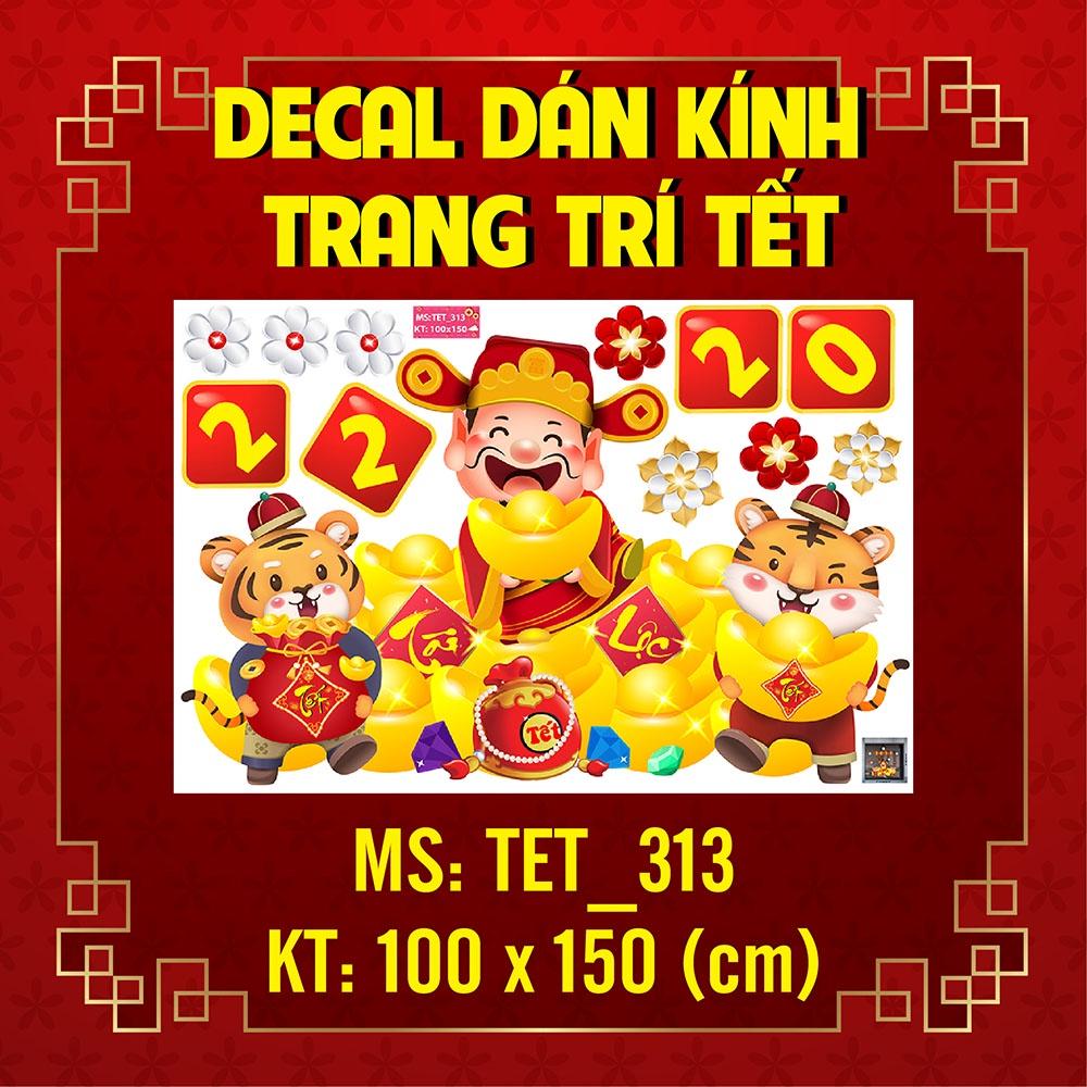 DECAL TRANG TRÍ TẾT NGUYÊN ĐÁN 2022 THẦN TÀI VÀ NHỊ HỔ ĐÓN TẾT