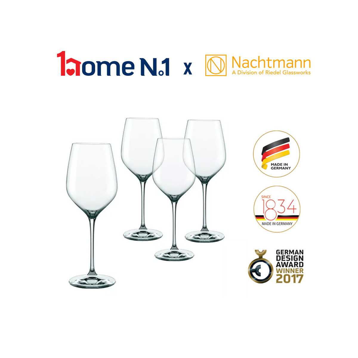 Bộ 4 ly rượu vang Nachtmann Supreme Bordeaux XL - Hàng chính hãng Đức