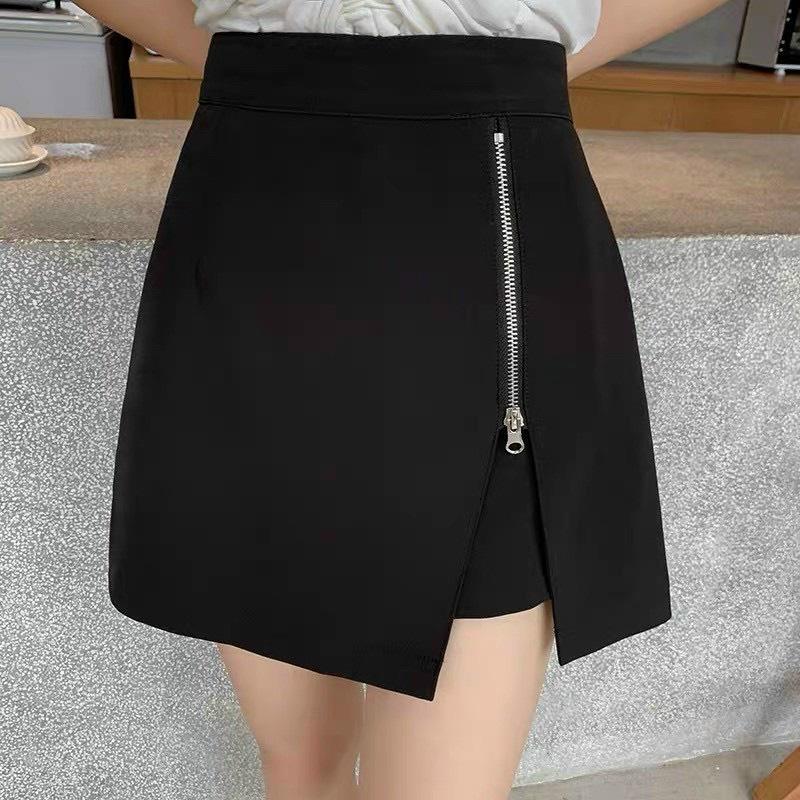 Quần Short Nữ giả váy dáng chữ A khóa kéo xẻ đùi, kiểu cạp lưng cao trẻ trung cá tính