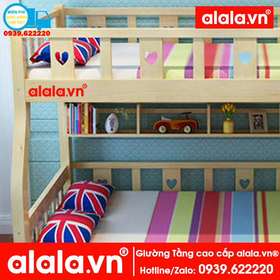 Giường tầng ALALA107 (1m, 1m2) gỗ thông nhập khẩu - www.ALALA.vn® - Za.lo: 0939.622220