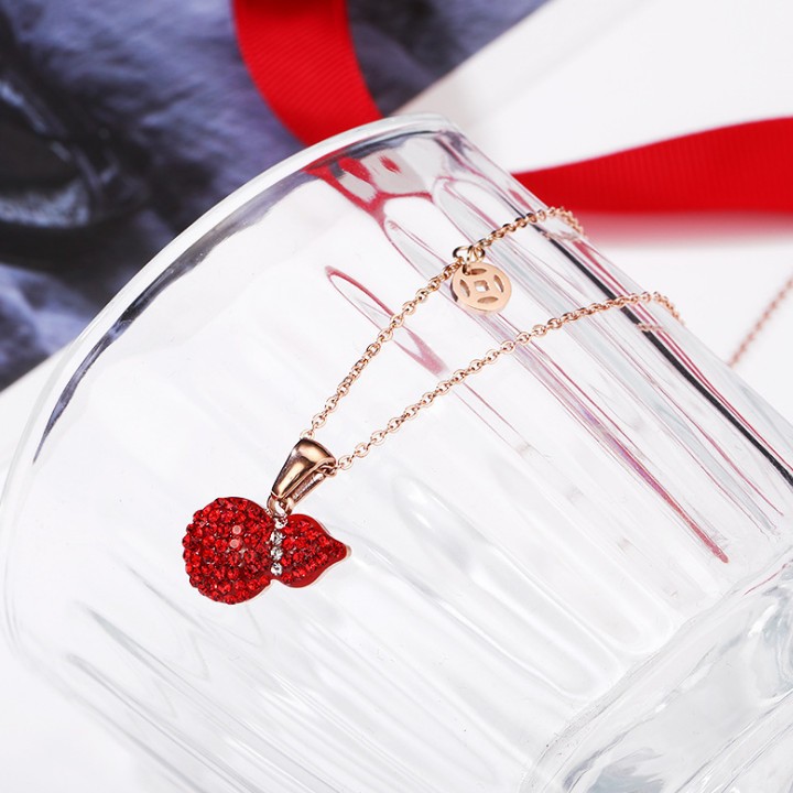 Dây Chuyền Hồ Lô Đỏ May Mắn Titan Không Đen TT 1750