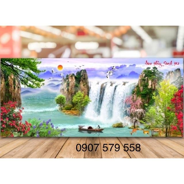 Tranh thêu lưu thủy sinh tài lv3168 kt 87x43 cm