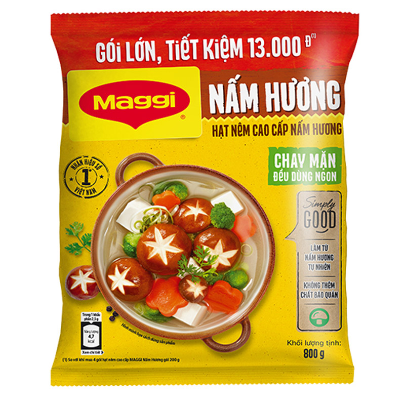 [TẶNG CHẢO ELMICH 24CM] COMBO MAGGI: Hạt nêm Nấm Hương 800g + Nước tương đậu nành Đậm Đặc 700ml + Dầu hào Nấm Hương 820g