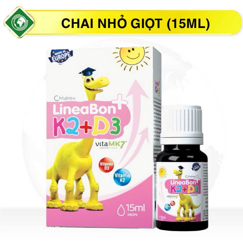 Siro nhỏ giọt LineaBon D3K2 tăng chiều cao, chống còi xương cho bé (Chai 15ml)
