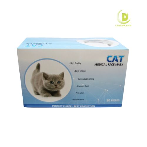 Khẩu trang y tế CAT Xanh 4 lớp - Hộp 50 cái