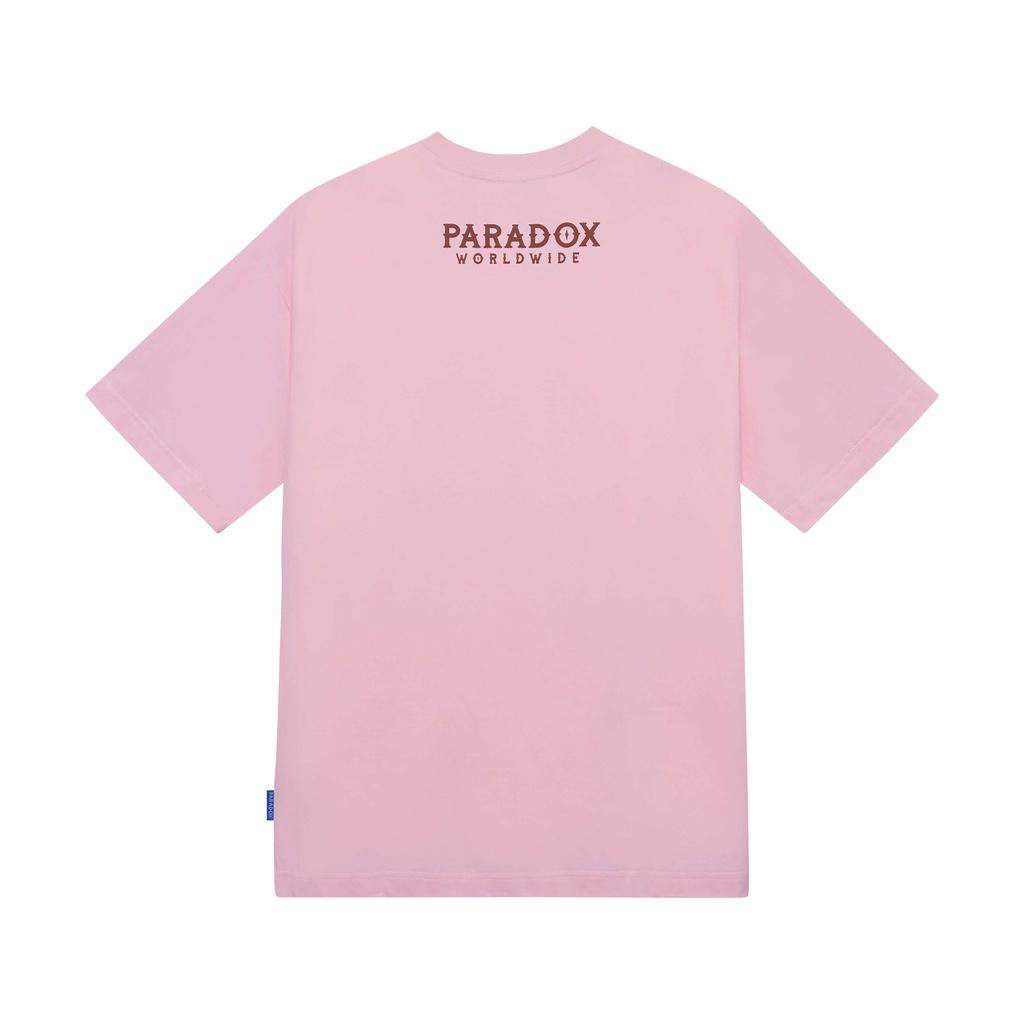 Áo thun form rộng Paradox tay lỡ - Unisex - In hình - VERTICAL EMBOSSING - Màu hồng phấn