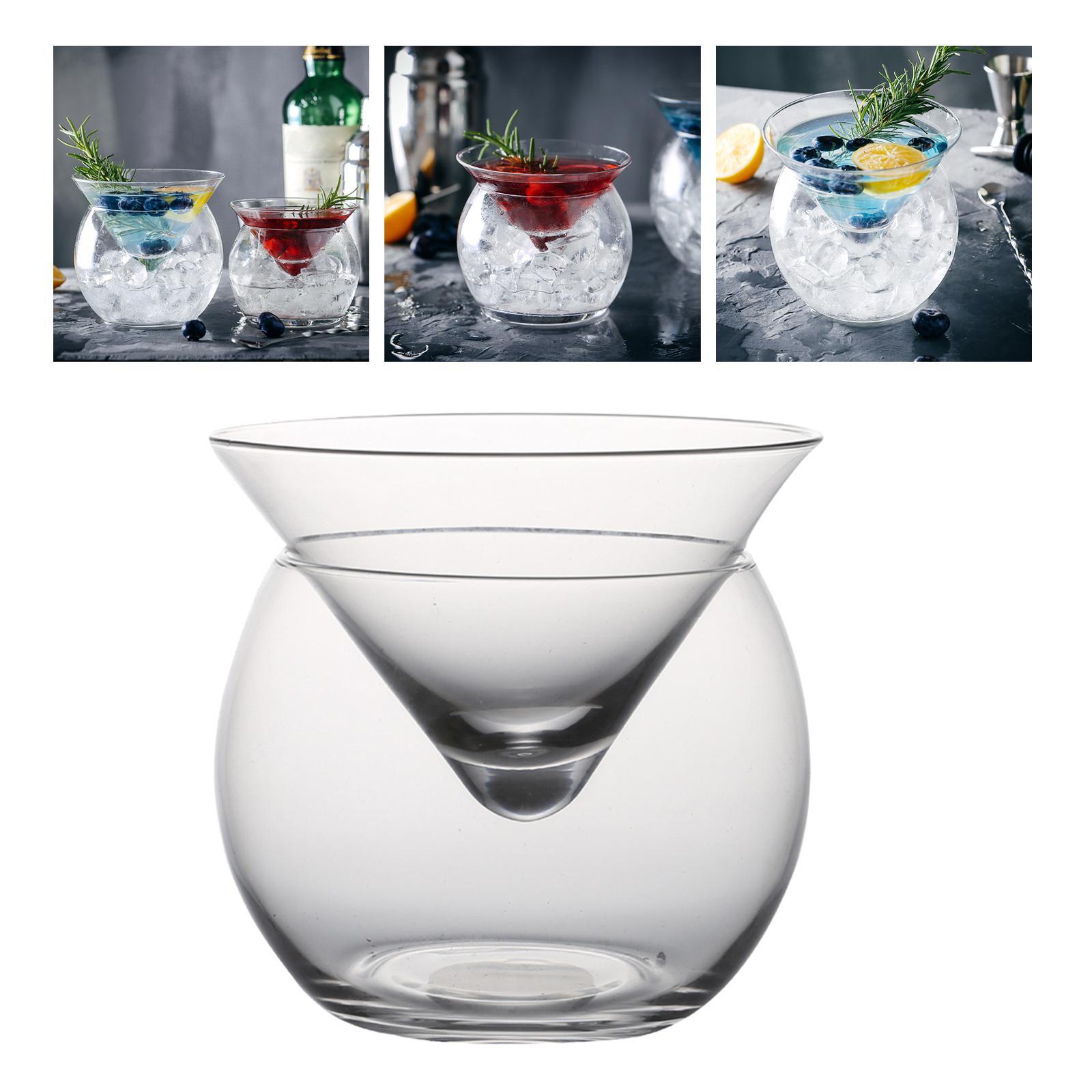 2 Set Molecular Cup Martini Wine Crystal Dish Conical Glass for Home Bar