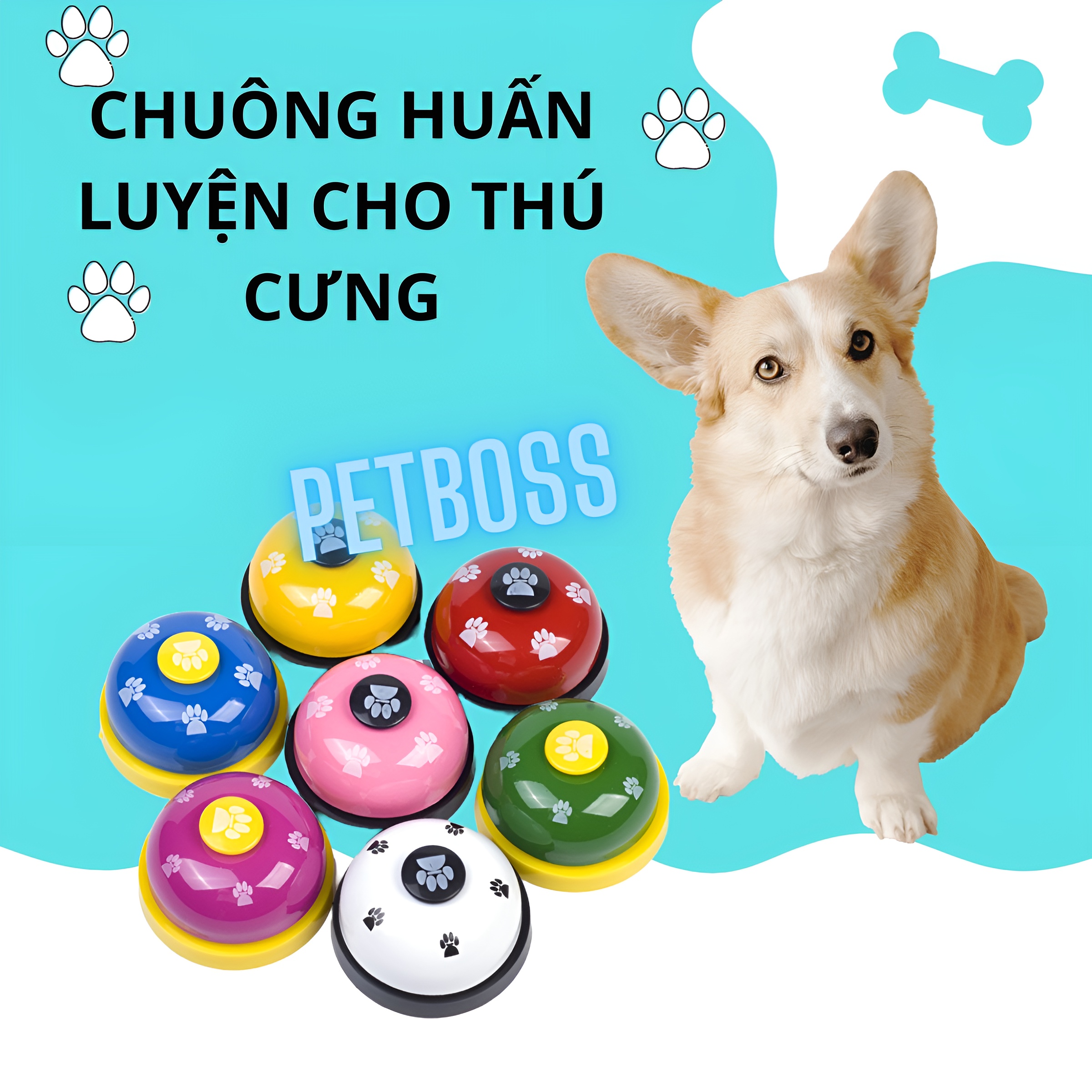 CHUÔNG BẤM HUẤN LUYỆN CHO CHÓ MÈO THÚ CƯNG