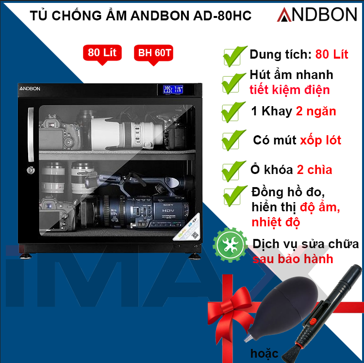 TỦ CHỐNG ẨM ANDBON AD-80HC, TỦ NGANG 80 LÍT - HÀNG CHÍNH HÃNG