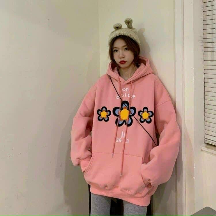 Áo Hoodie In Hoa Cúc COLOR Ulzzang Unisex - form rộng Unisex nam nữ 2 màu phong cách Hàn Quốc