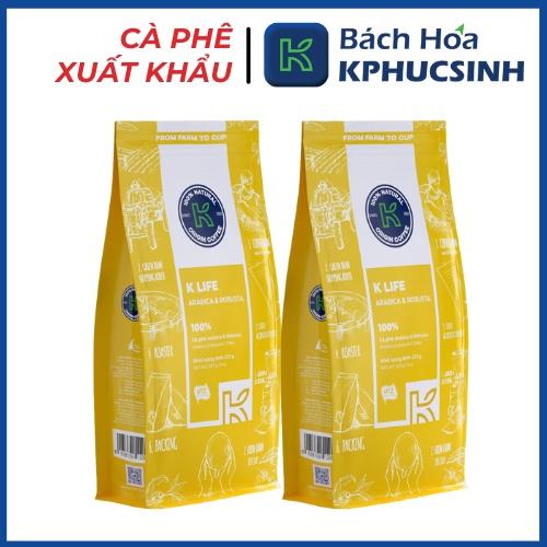 Cà phê rang xay 100% nguyên chất Robusta Arabica xuất khẩu K-Life thương hiệu K Coffee (227g/gói)