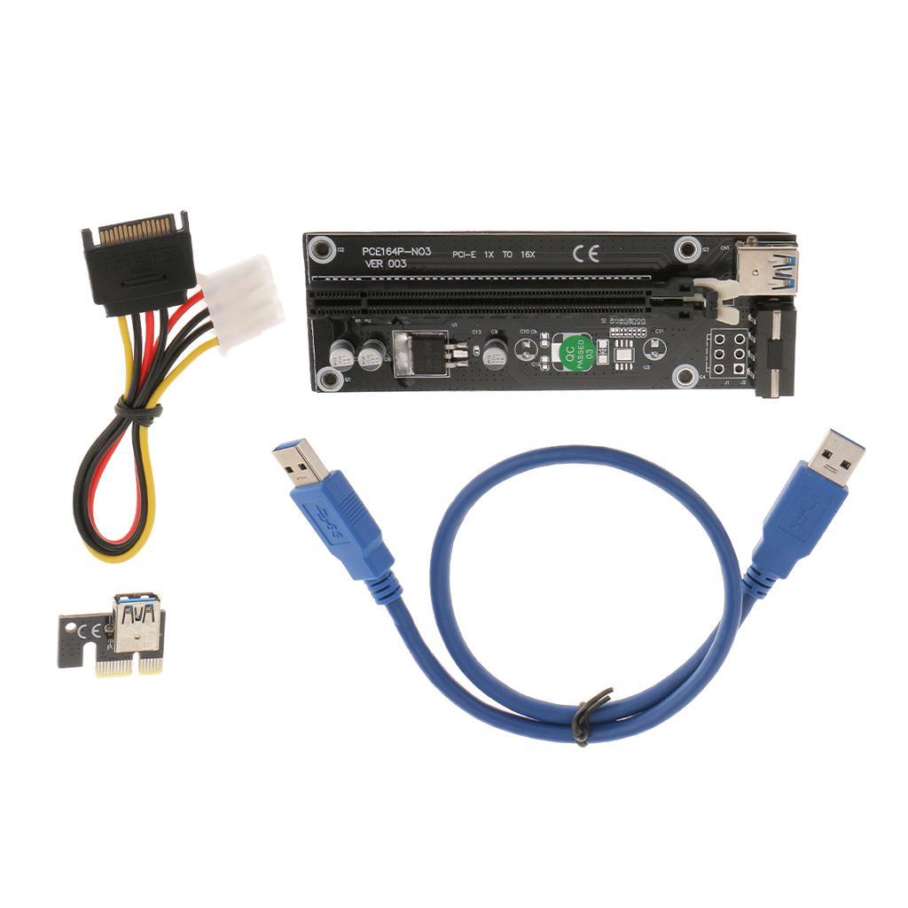 PCI-E 1x to 16x Powered USB 3.0 Video Card Extender Riser Adapter Cable 50cm