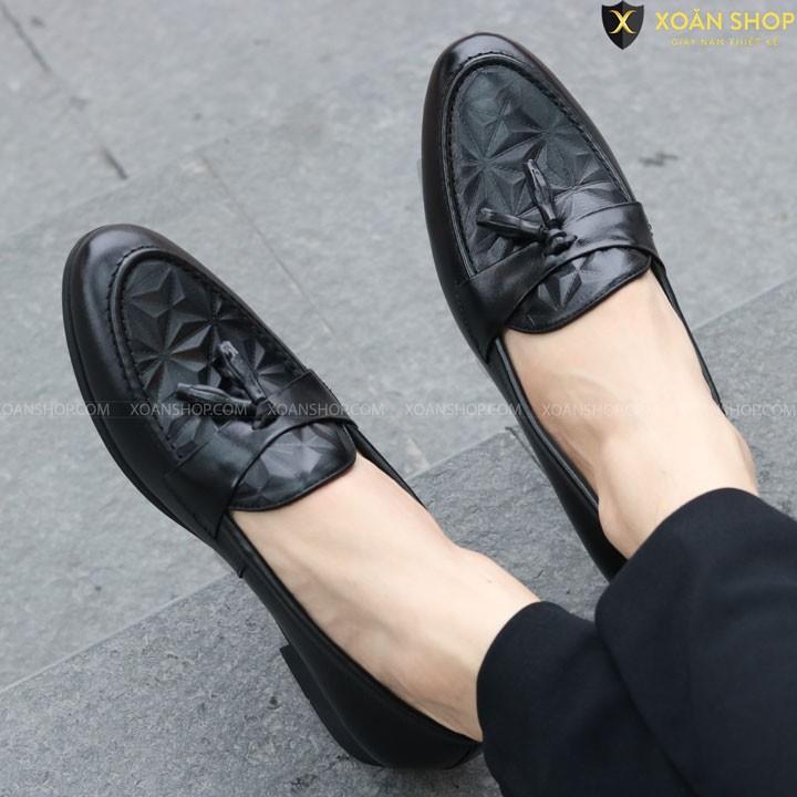 GIÀY LƯỜI NAM CÔNG SỞ SIÊU MỀM-ĐẾ CAO SU ĐÚC BỀN BỈ CAO 3CM-MÃ G012-CÓ CHUÔNG-MÀU ĐEN