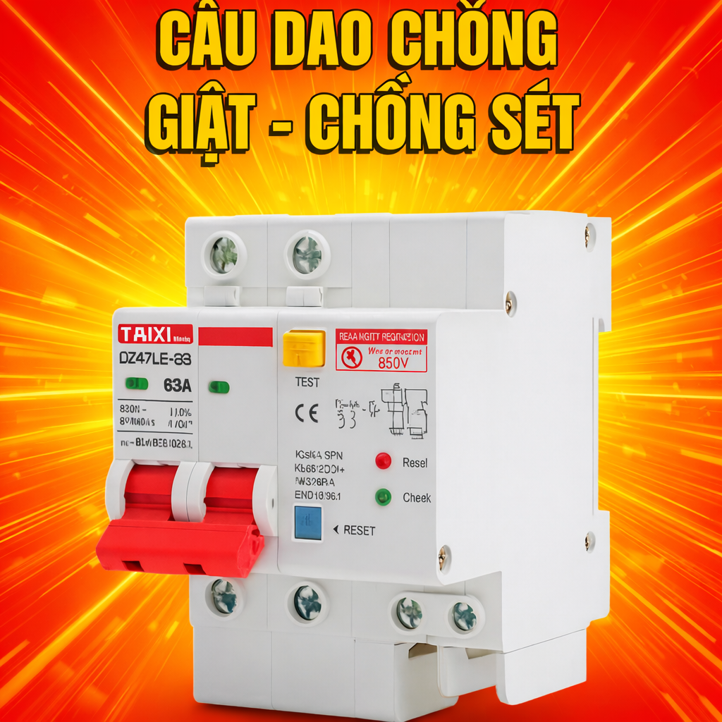 CB Chống Giật Chống Sét Lan Truyền 63A – Ngắt Nhanh, An Toàn Cho Nhà Ở &amp; Văn Phòng