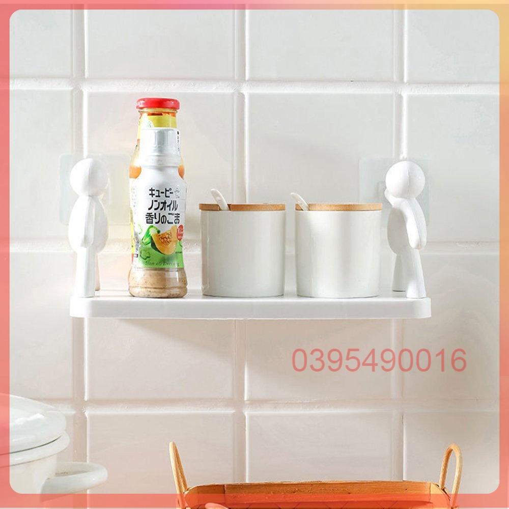 Kệ phòng tắm hình nhân để đồ dán tường để đồ nhà bếp chất liệu nhựa PP chắc chắn tiện lợi không cần khoan đục