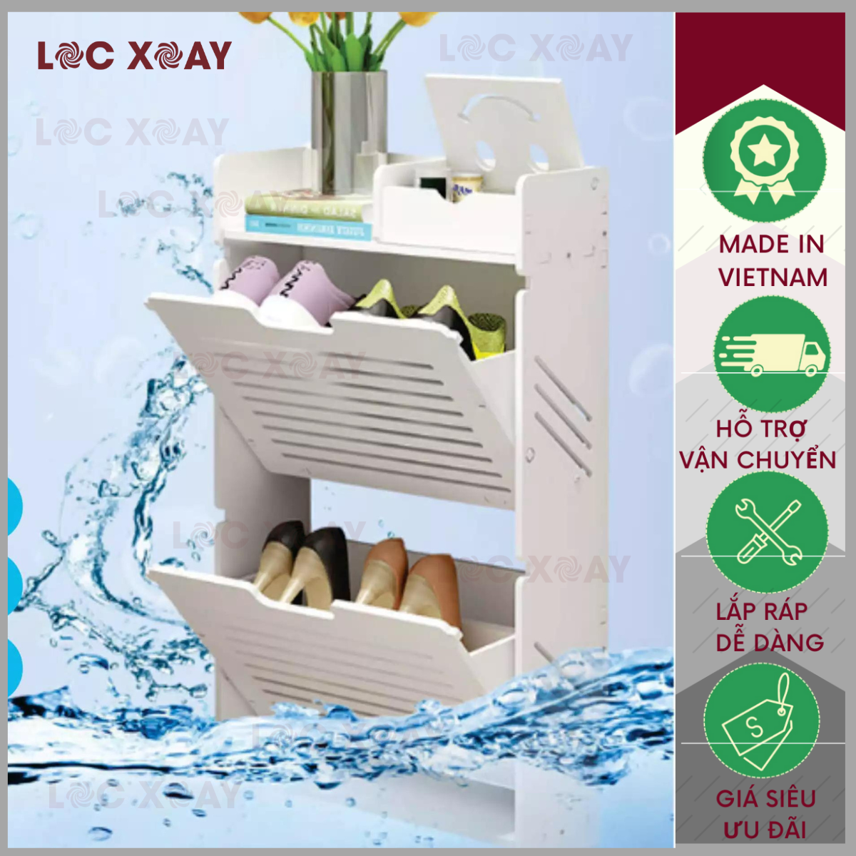 Tủ Giày Mini Lắp Ghép Thông Minh Chứa 4 Đến 6 Đôi Giày Dép 81*17*48, Tủ Giầy Trang Trí Hiện Đại Cánh Lật Chất Liệu Gỗ Nhựa Chống Nước An Toàn Thân Thiện Môi Trường_Lốc Xoáy
