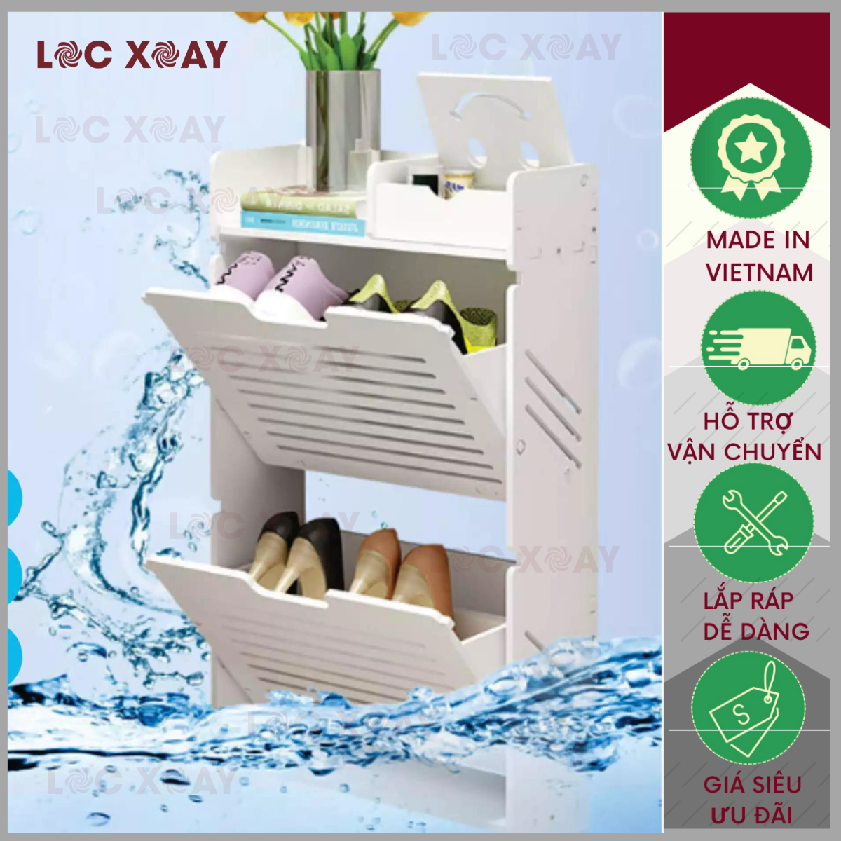 [GIÁ XƯỞNG] Tủ Giày Mini Lắp Ghép Thông Minh Chứa 4 Đến 6 Đôi Giày Dép 81*17*48, Tủ Giầy Trang Trí Hiện Đại Cánh Lật Chất Liệu Gỗ Nhựa Chống Nước An Toàn Thân Thiện Môi Trường_Lốc Xoáy