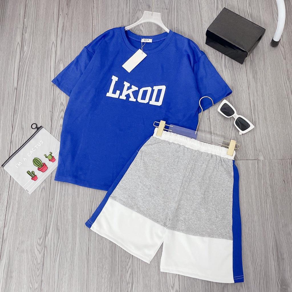 Bộ Áo Thun LKOD Quần Short Viền Xanh