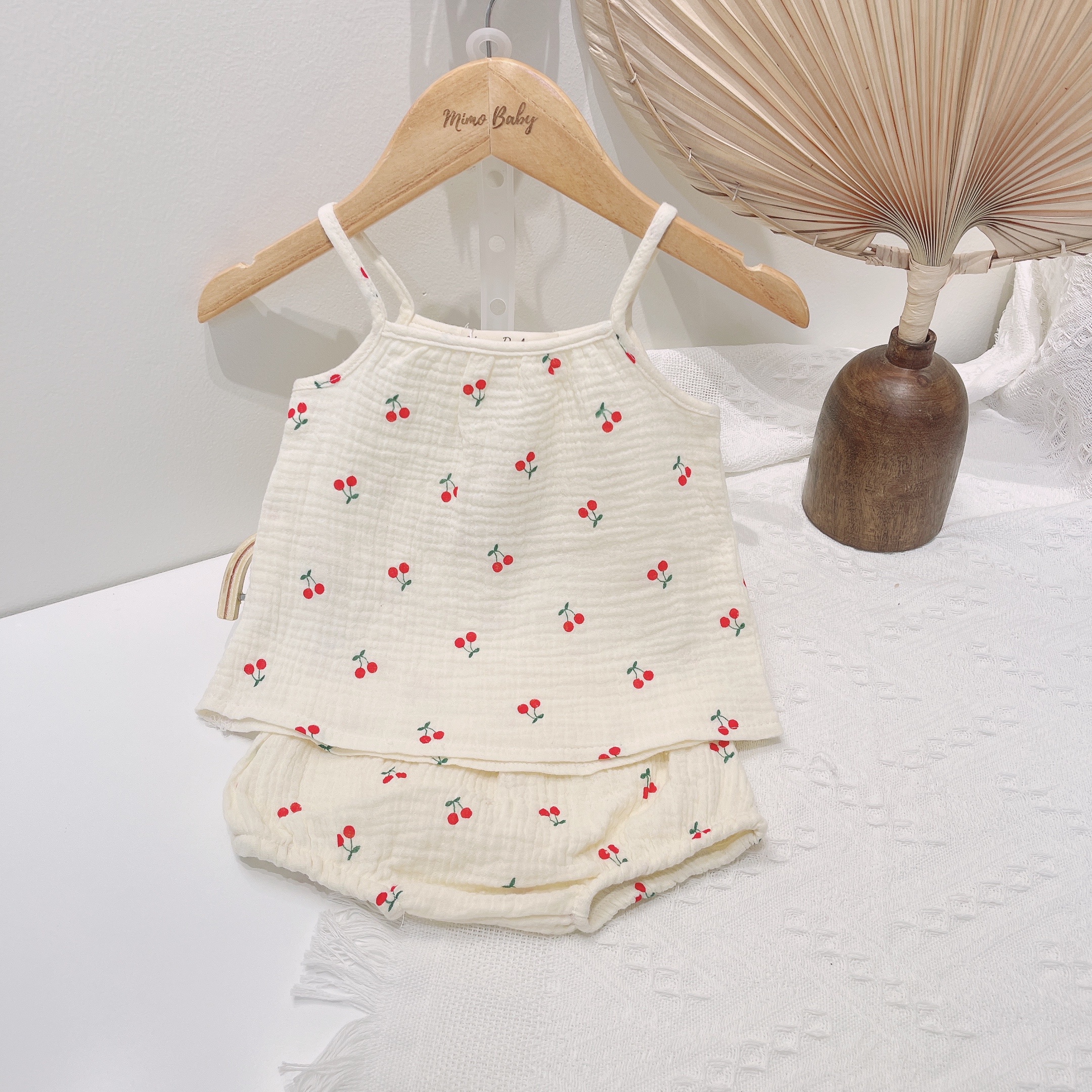 Bộ xô muslin 2 dây đáng yêu Mimo Baby cho bé QA25