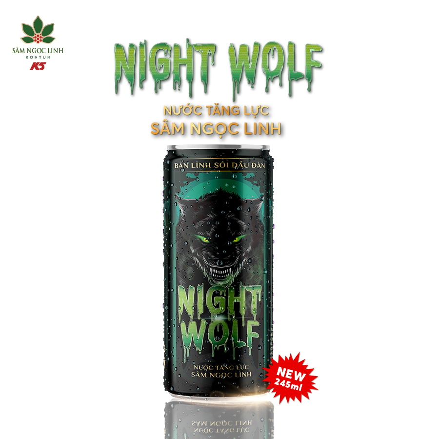 Nước Tăng Lực NightWolf Sâm Ngọc Linh Thùng 24 Lon 245ML/Lon