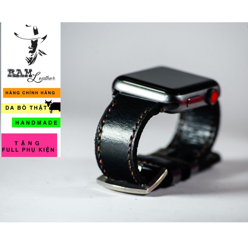 Dây đồng hồ RAM Leather apple watch da bò đen - RAM bundstrap b1 black