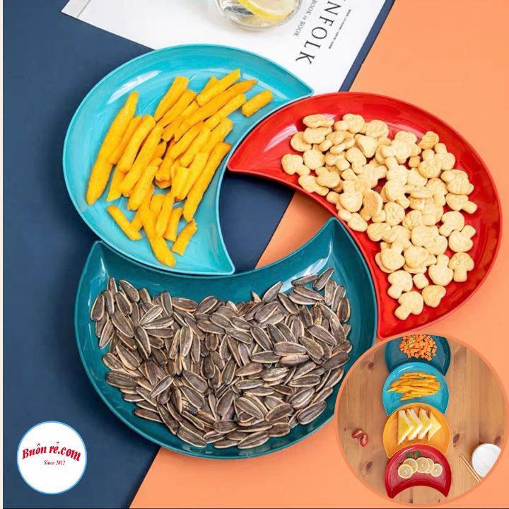 Set 5 đĩa nhựa hình bán nguyệt xếp hình hoa, đựng hoa quả bánh kẹo 01485