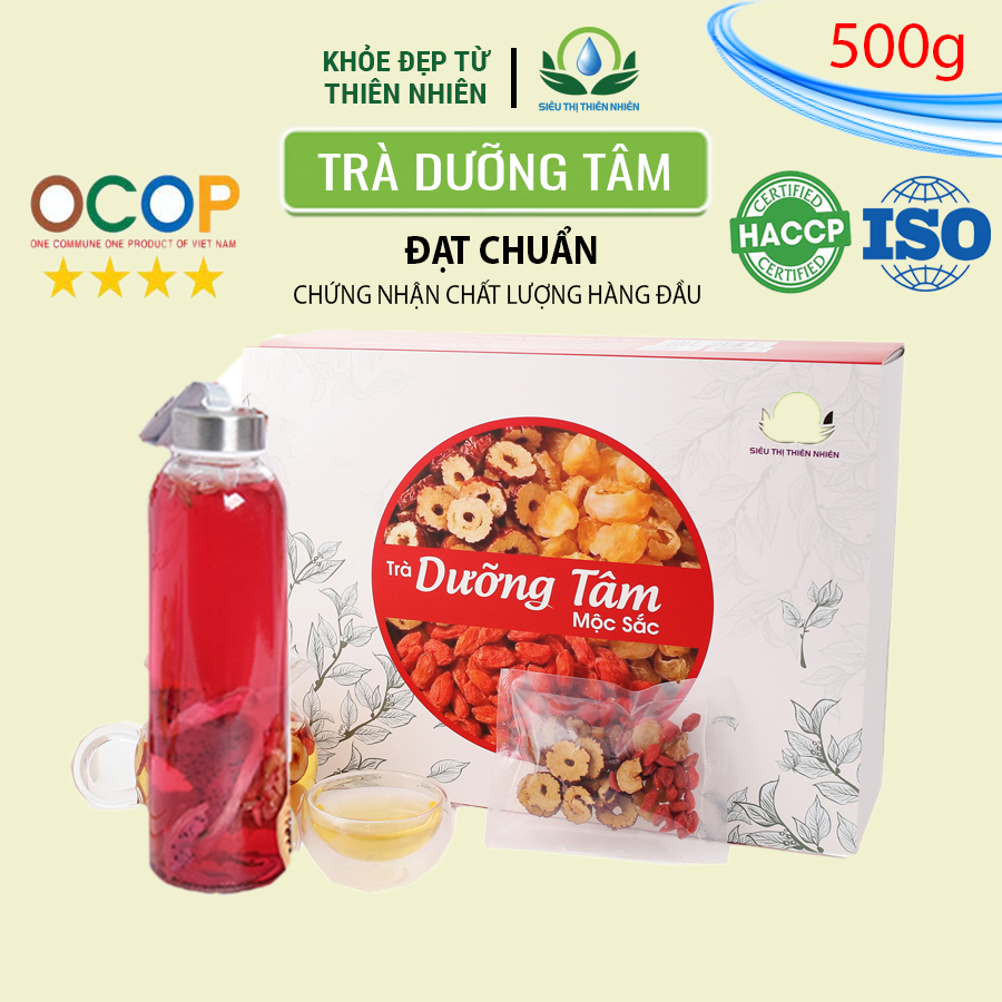 Trà Dưỡng Tâm Hộp 30 Gói Túi Lọc x10gr Gồm Long Nhãn, Kỷ Tử, Táo Đỏ Của Siêu Thị Thiên Nhiên