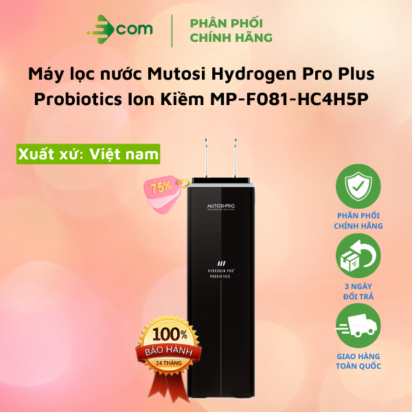 [Hàng chính hãng] Máy lọc nước Mutosi Hydrogen Pro Plus Probiotics Ion Kiềm MP-F081-HC4H5P, Công nghệ điện phân có màng ngăn, Tiết kiệm 84% điện năng, Bảo hành tại nhà.