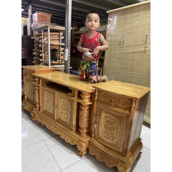 Kệ tivi gỗ gõ đỏ 2m2