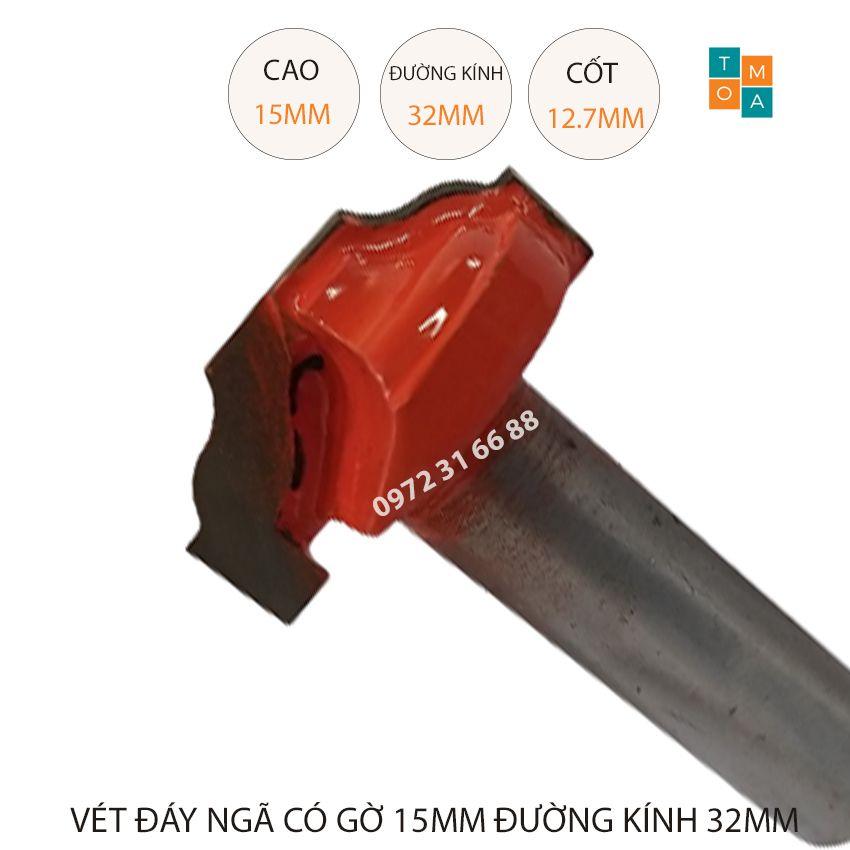 MŨI SOI GỖ - MŨI PHAY GỖ VÉT ĐÁY NGÃ CÓ GỜ CAO 15MM ĐƯỜNG KÍNH 32MM, CỐT 12.7 MM HÀNG VIỆT NAM CHẤT LƯỢNG CAO