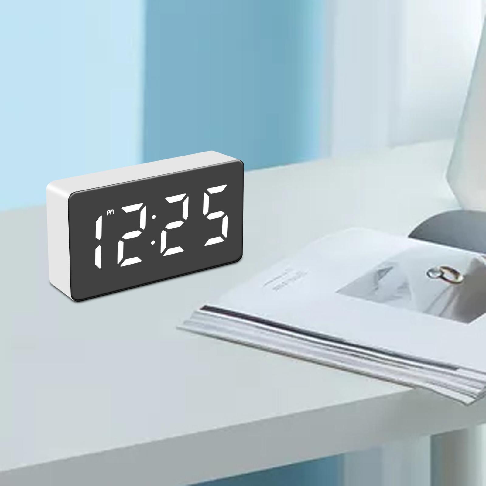 Mirror Electronic Clock 3.1inch Screen for Bedroom,Living Room White