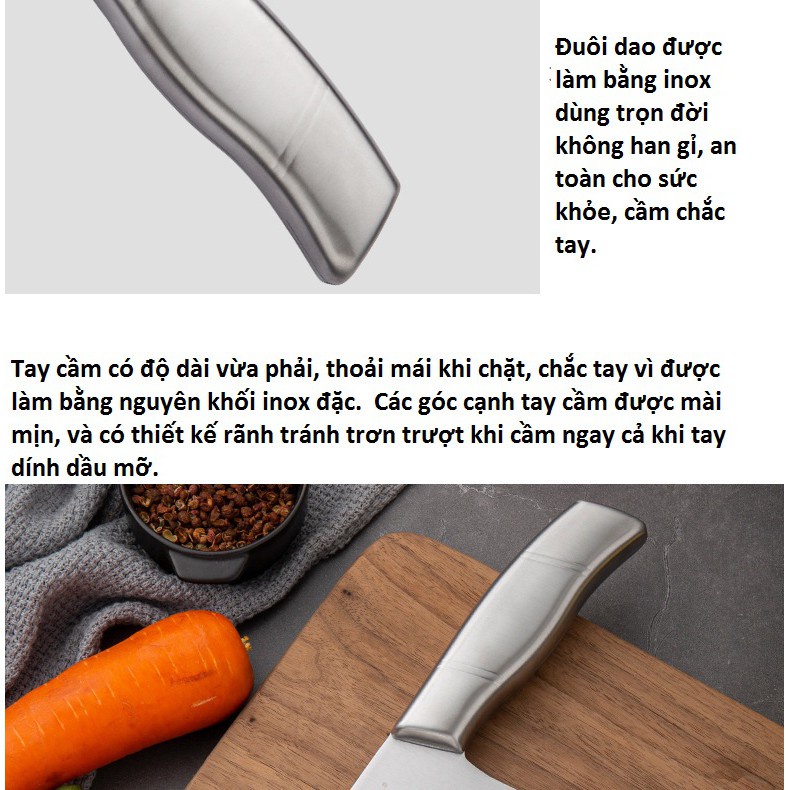 Dao chặt xương chặt gà vịt băm thịt inox cao cấp sắc bén dễ vệ sinh