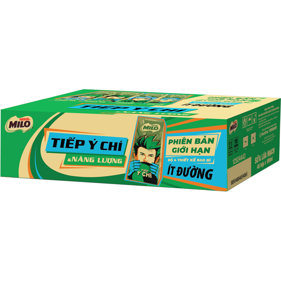 Thùng 48 Hộp Sữa Nestlé Milo Ít Đường (180ml/ Hộp)