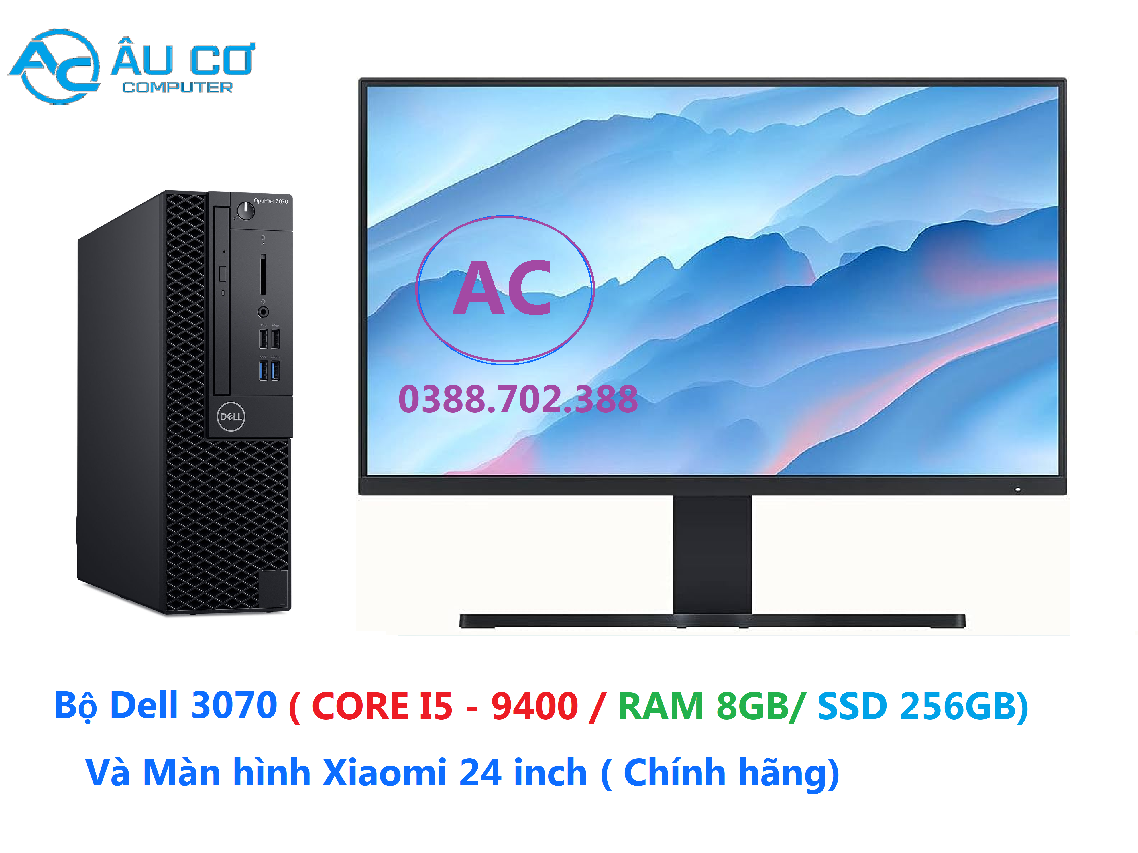 BỘ MÁY TÍNH DELL OPTIPLEX 3070 SFF+ MÀN HÌNH 24 inch ( I5 9400, RAM4 8GB, SSD 256GB NVME) - Hàng chính hãng