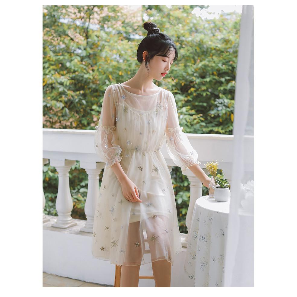 Đầm Ulzzang tiểu thư đính sao