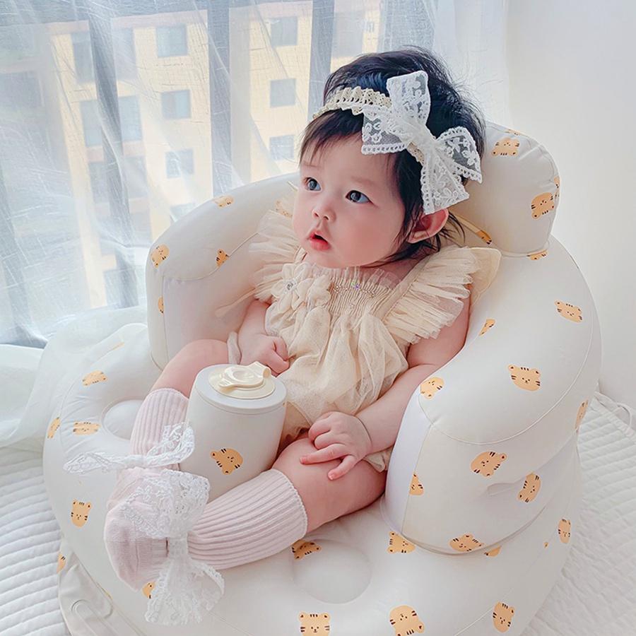 Băng đô nơ ren mini trắng xinh xắn cho bé- băng đô cho bé gái turban nơ đáng yêu Ongvove BDN