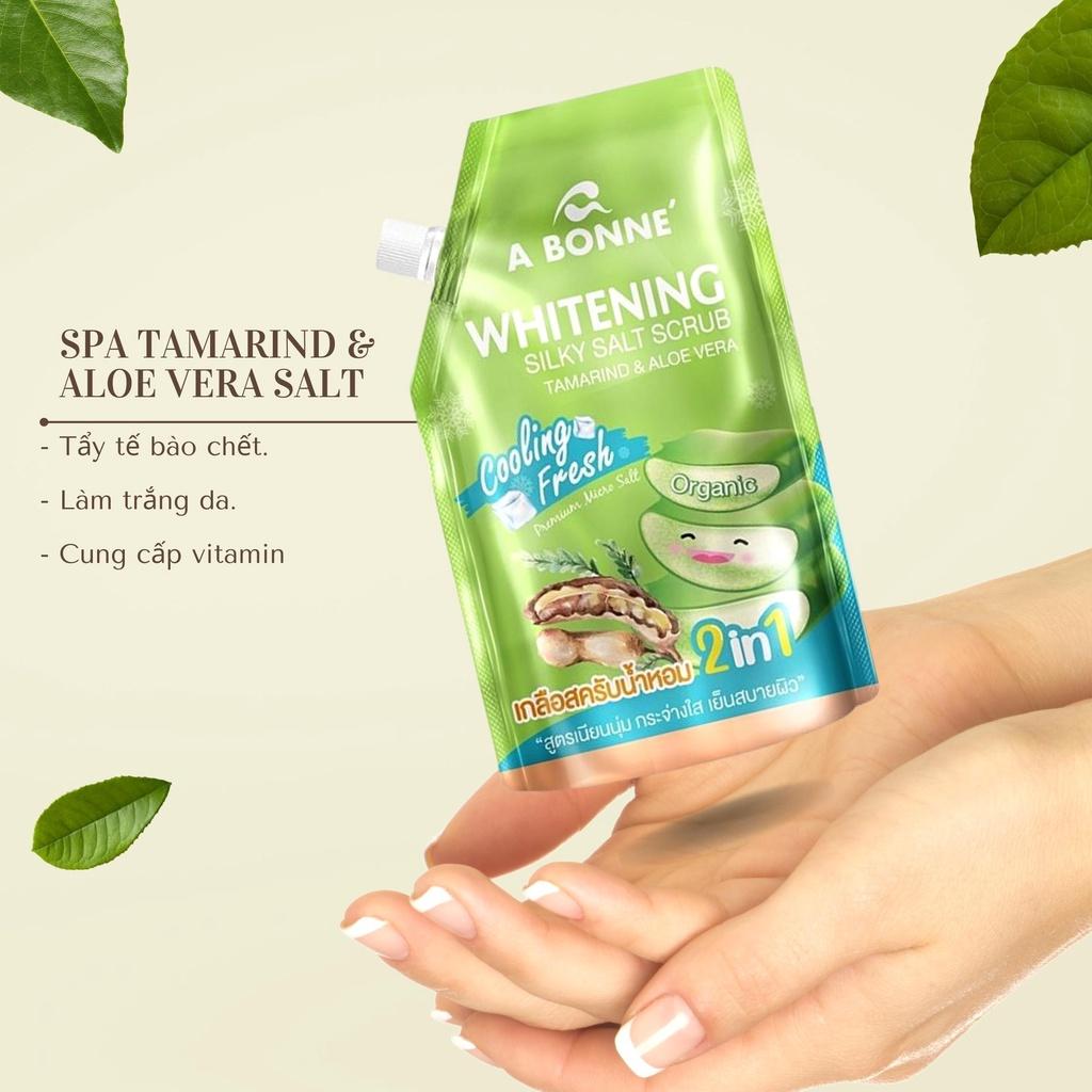 Muối Tắm A Bonne Whitening Cooling Fresh Tẩy Tế Bào Chết Body Nha Đam &amp; Me Thái Lan 350g