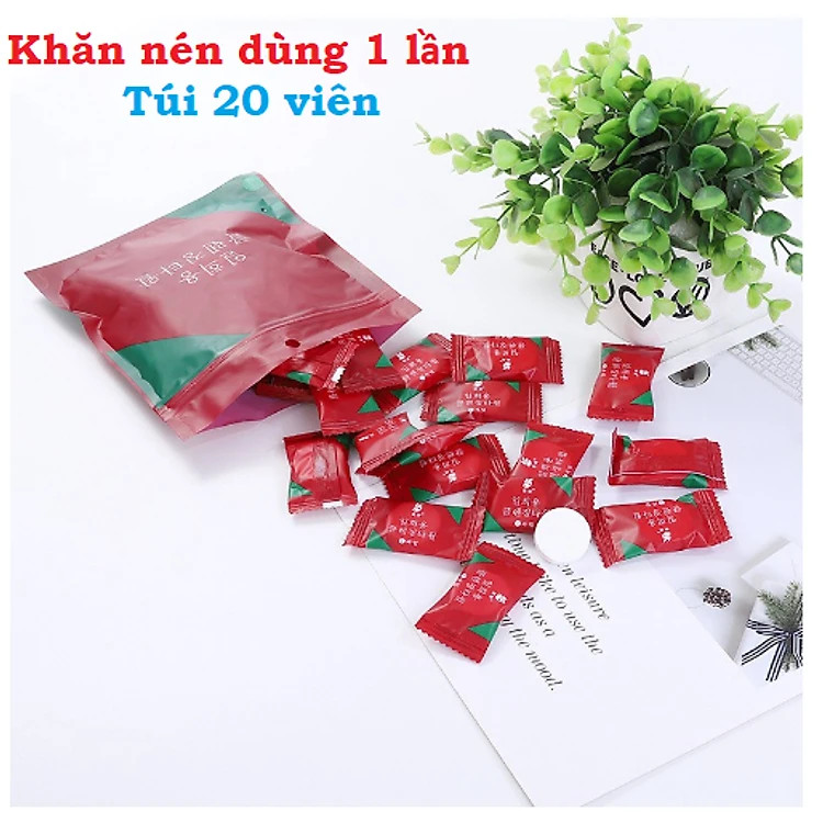 Gói 20 viên khăn nén Hàn Quốc du lịch, tiện lợi, kích thước 20x20cm, Khăn giấy , Khăn nén cao cấp 2 lớp siêu gọn dùng đi phượt, cắm trại, Chính hãng Lucky Pirate