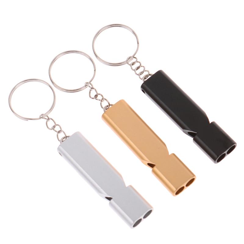 1PCS Còi sống sót bằng ống kép Tần số cao di động đi bộ đường dài ngoài trời Cắm bắt câu cá an toàn Cá còi EDC Còi khẩn cấp Color: Silver